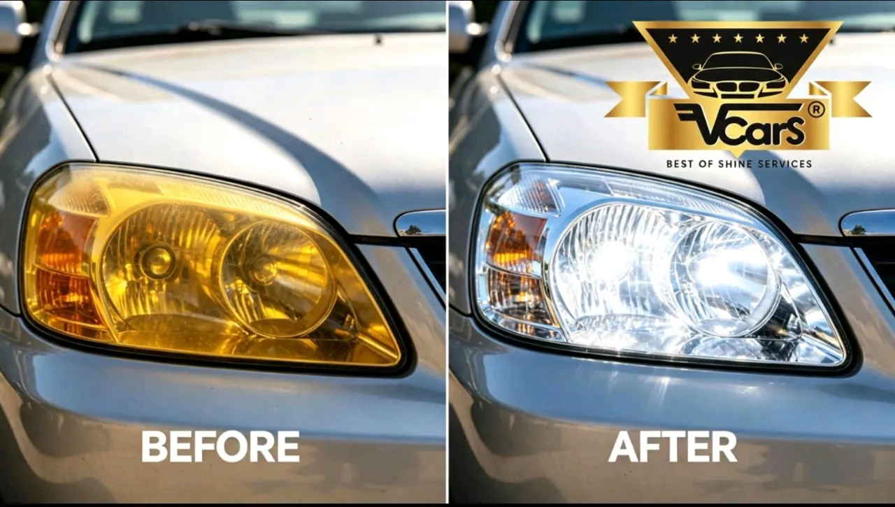 Headlight restoration before and after result