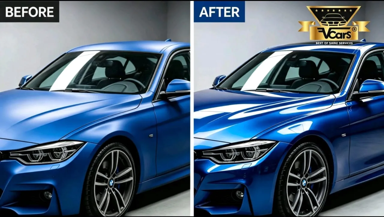 Car polishing before and after result